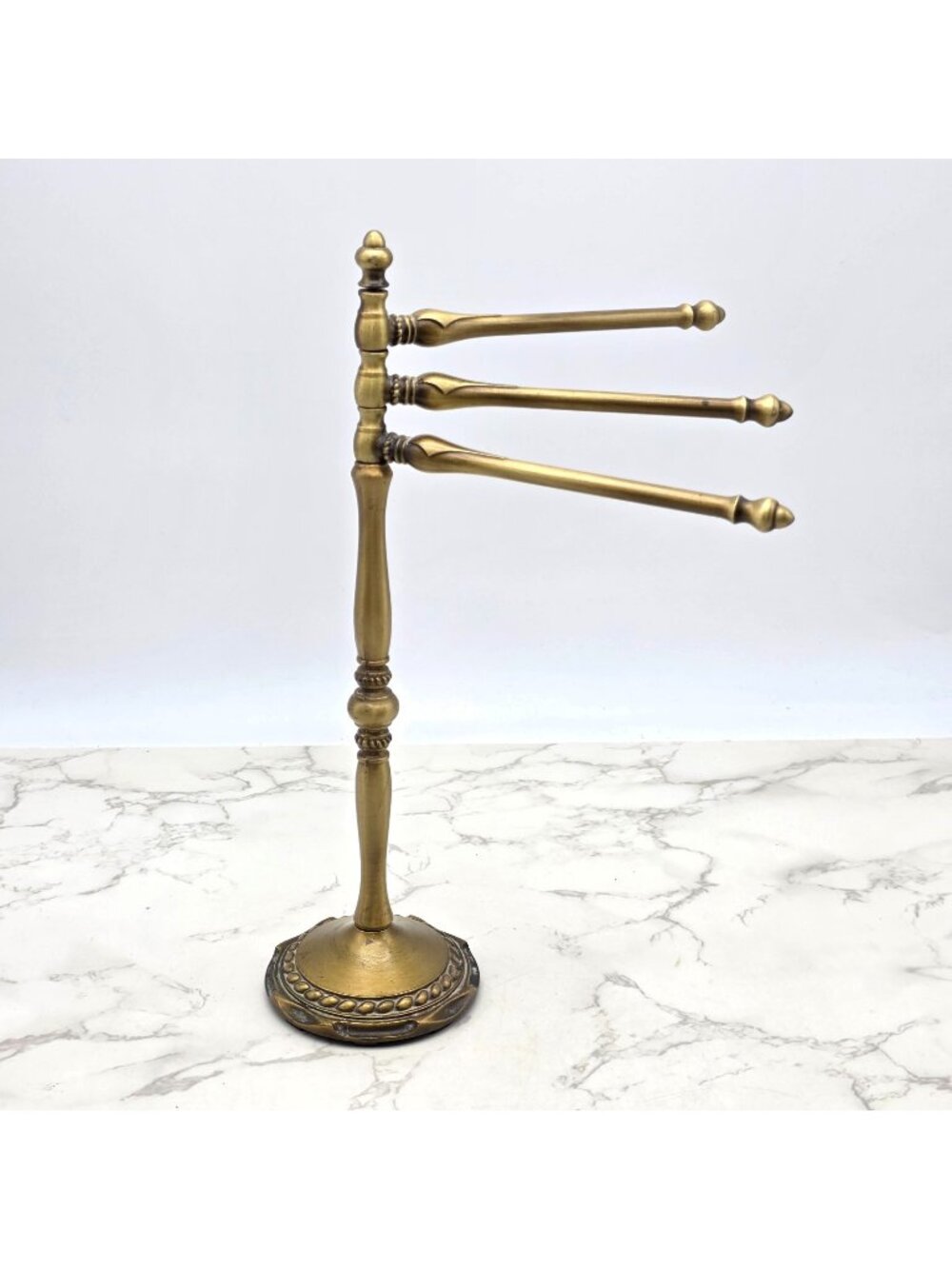 Amerock Carriage House Brass Pedestal 3 Arm Towel Wash Cloth Rack 12" Vintage US